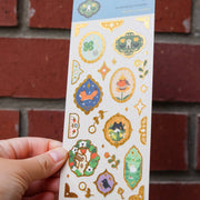 Thousand Skies Retro Frames (Gold Foil) Sticker Sheet - Foil Accents Cute for Journaling