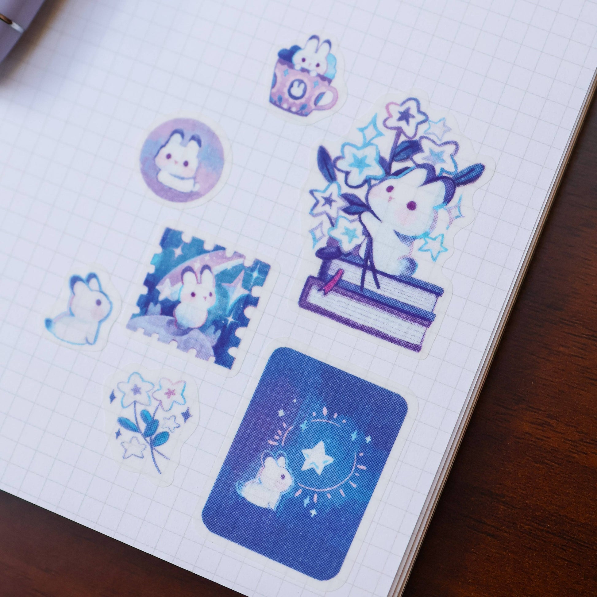 Rabbit and Shooting Stars Washi Sticker Sheet by Thousand Skies | Papertail Fox