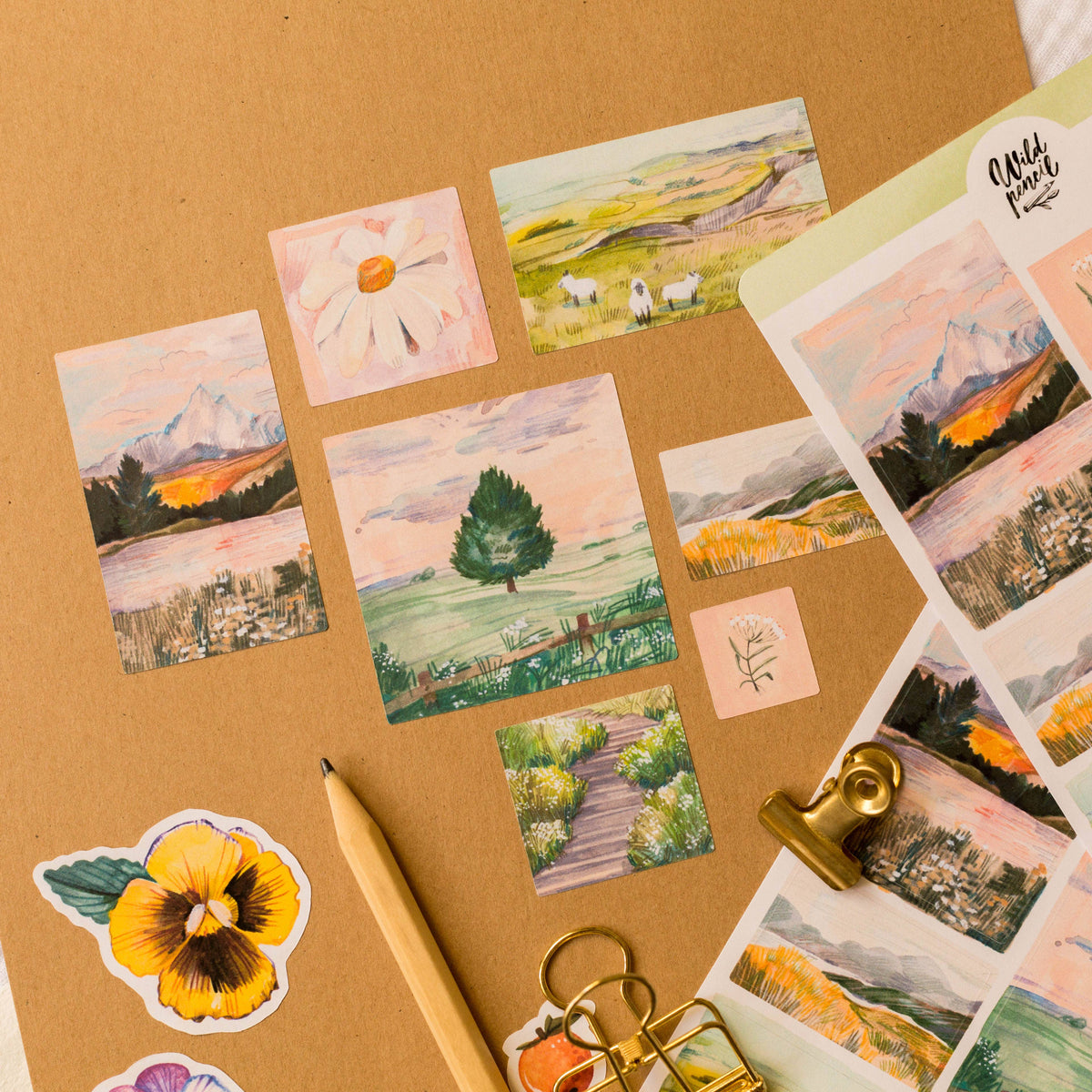 Sunrise Landscapes Sticker Sheet | Wild Pencil Studio