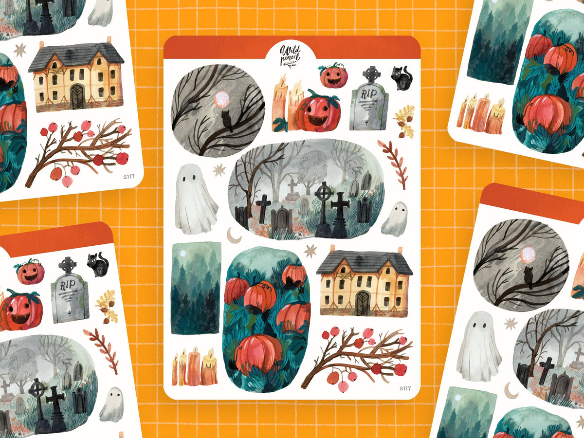 Halloween Night Sticker Sheet by Wild Pencil Studio | Papertail Fox