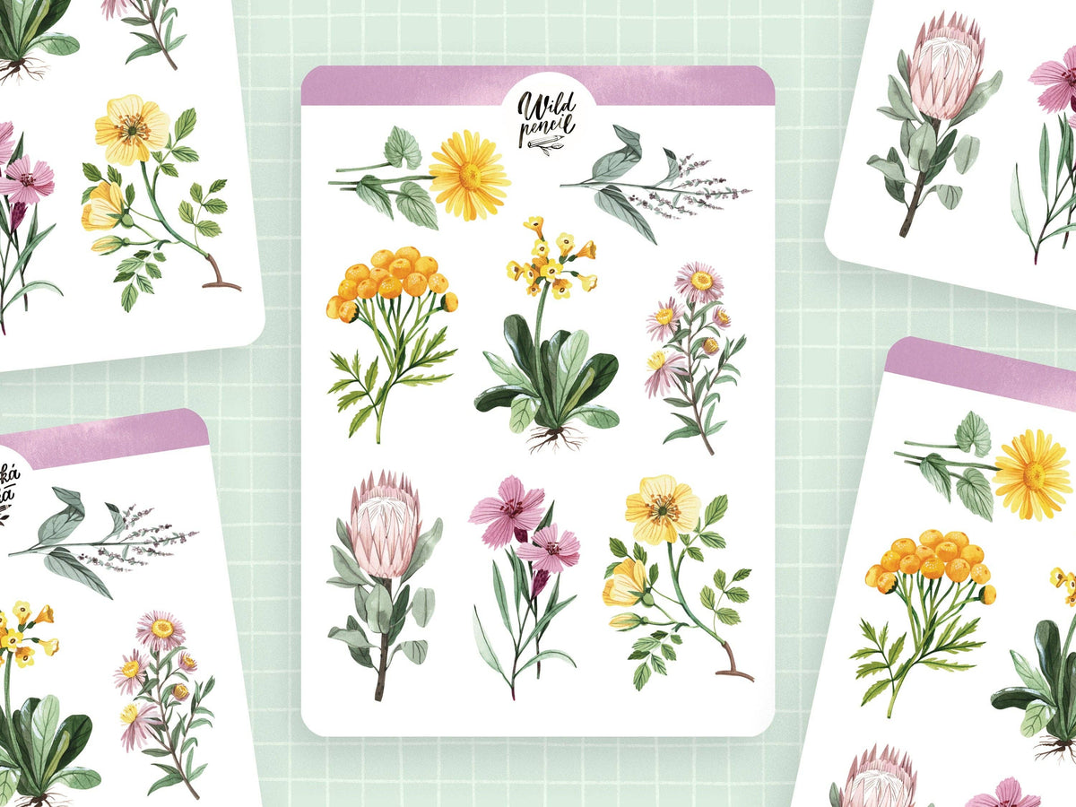 Flowers II Sticker Sheet by Wild Pencil Studio | Papertail Fox
