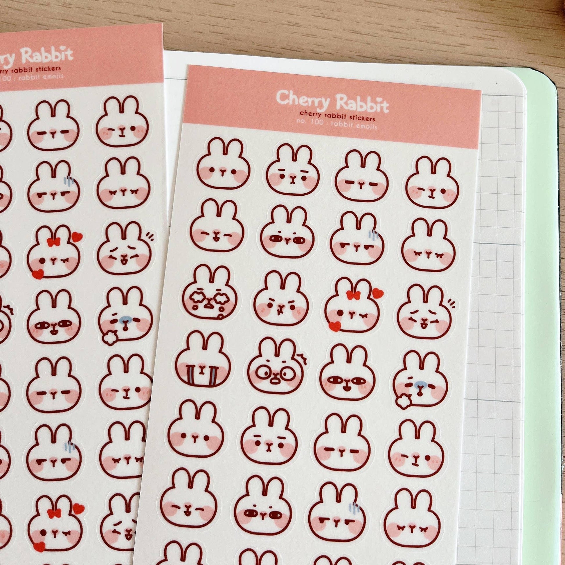 Rabbit Emojis Sticker Sheet no.100 - Papertail Fox