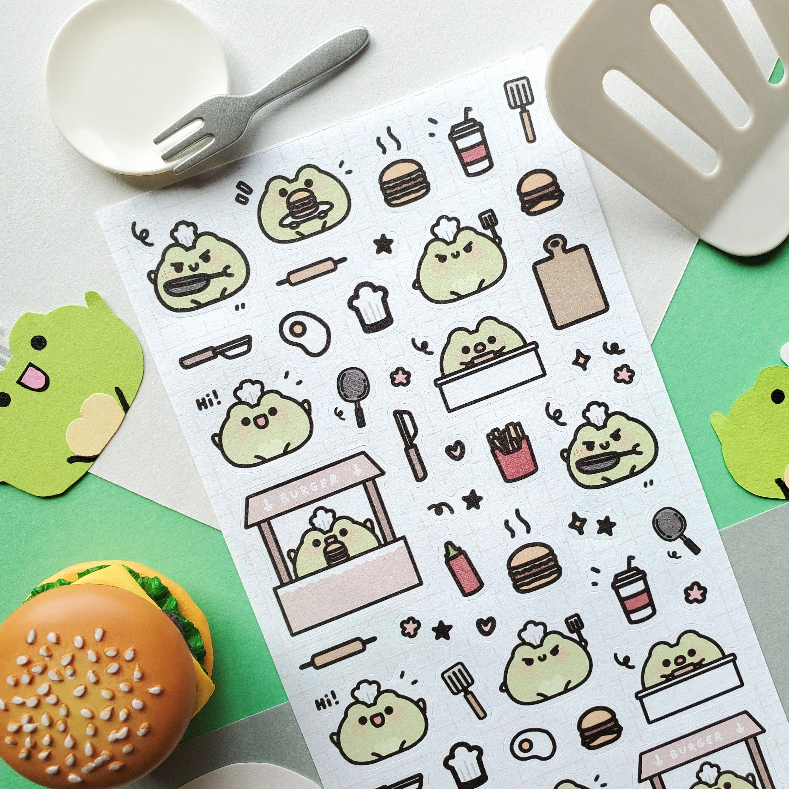 Burger Froggy Chef Sticker Sheet | Stickii