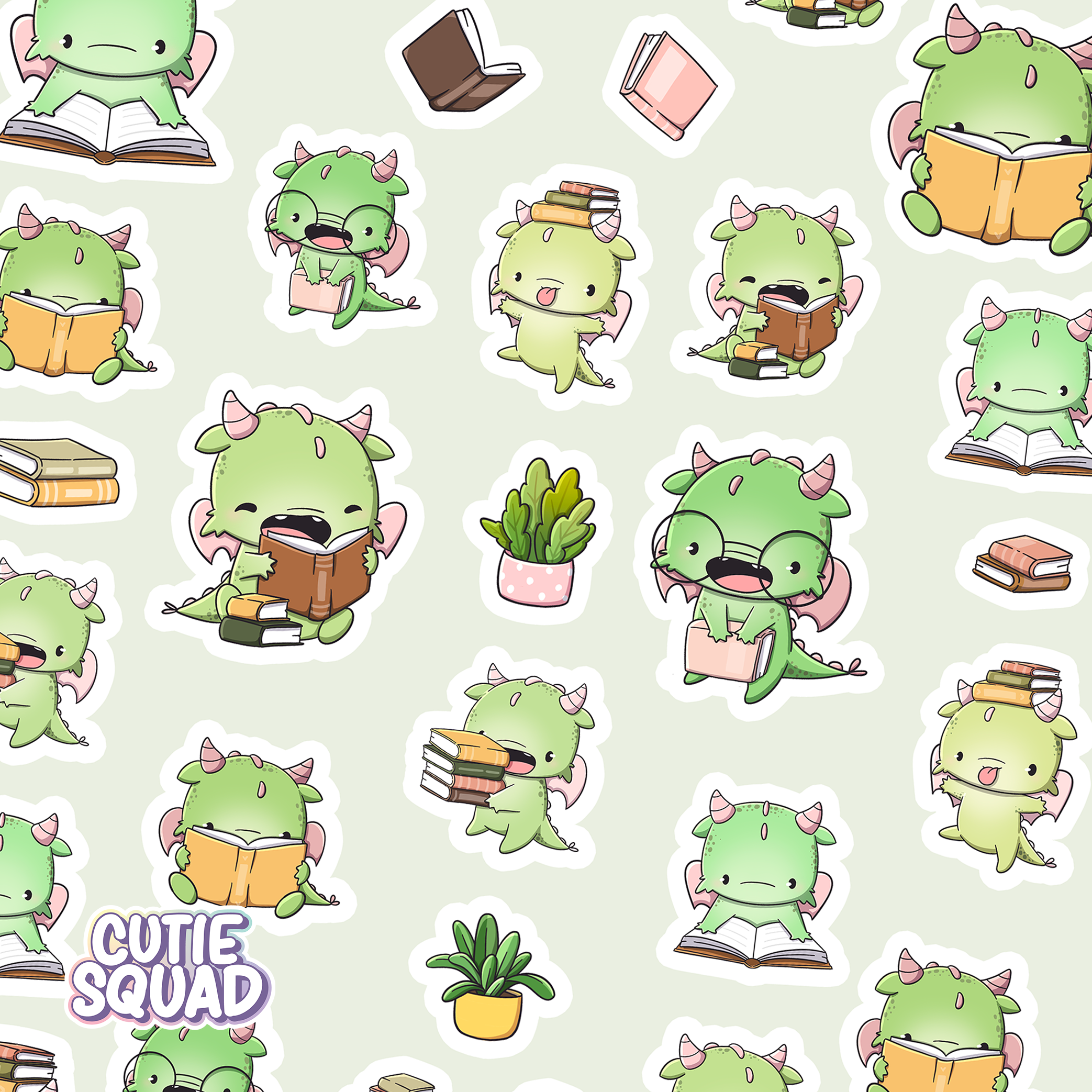 Books & Dragons Sticker Sheet | CutieSquad