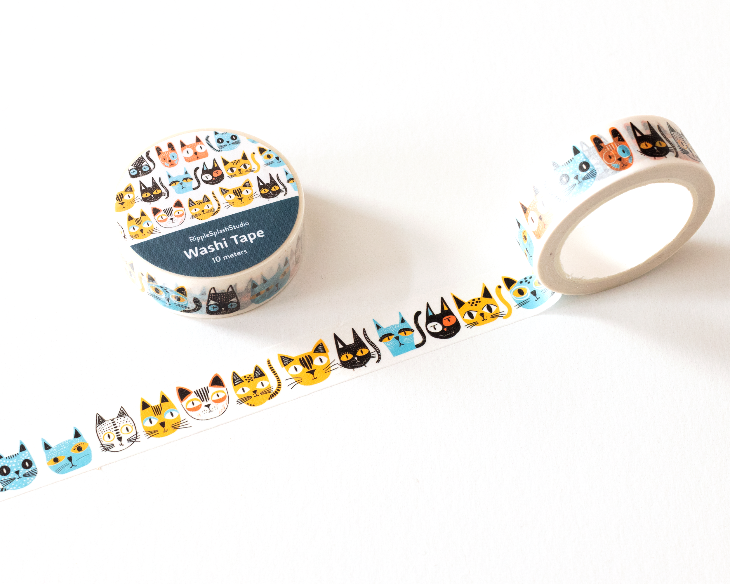 Colorful Cat Faces Washi Tape by RippleSplash Studio | Papertail Fox