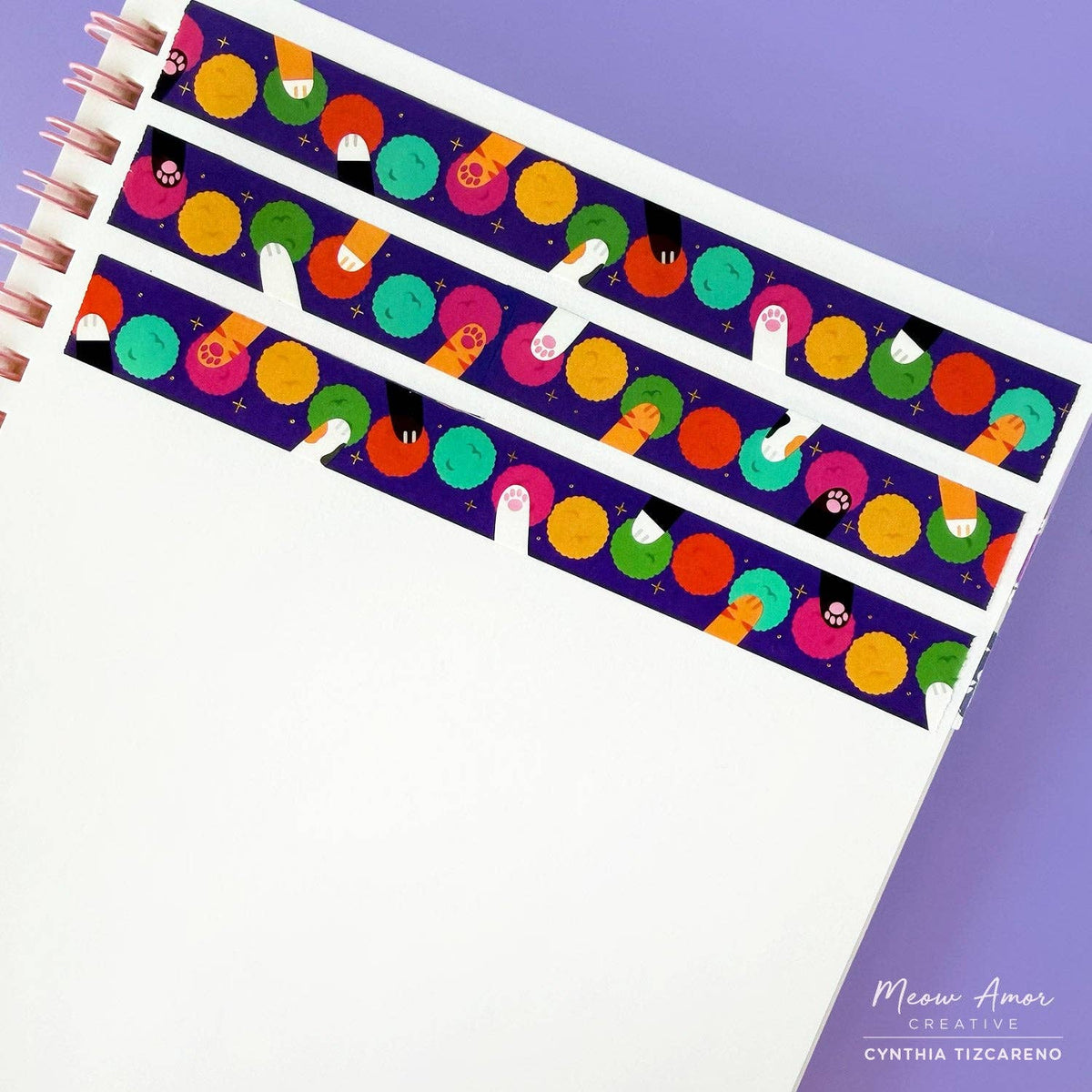 Cat Paws and Pom Poms Gold Foil Washi Tape | Meow Amor Creative