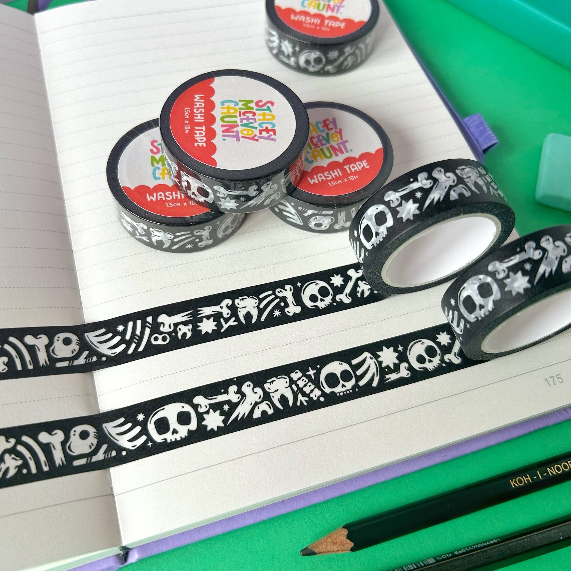 Skull and Bones washi tape by Stacey McEvoy Caunt | skull and bones pattern | Papertail Fox