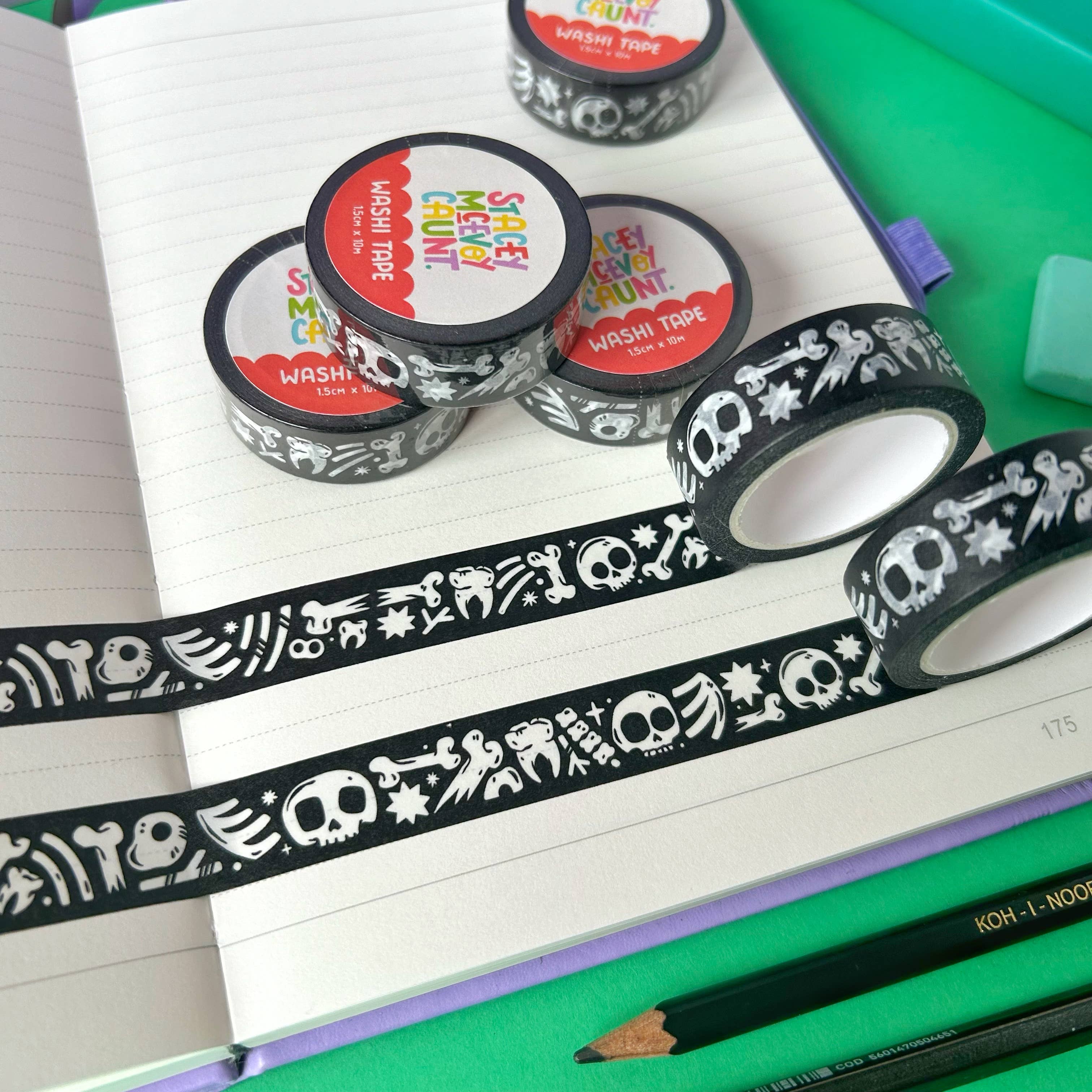 Skull and Bones washi tape by Stacey McEvoy Caunt | skull and bones pattern | Papertail Fox