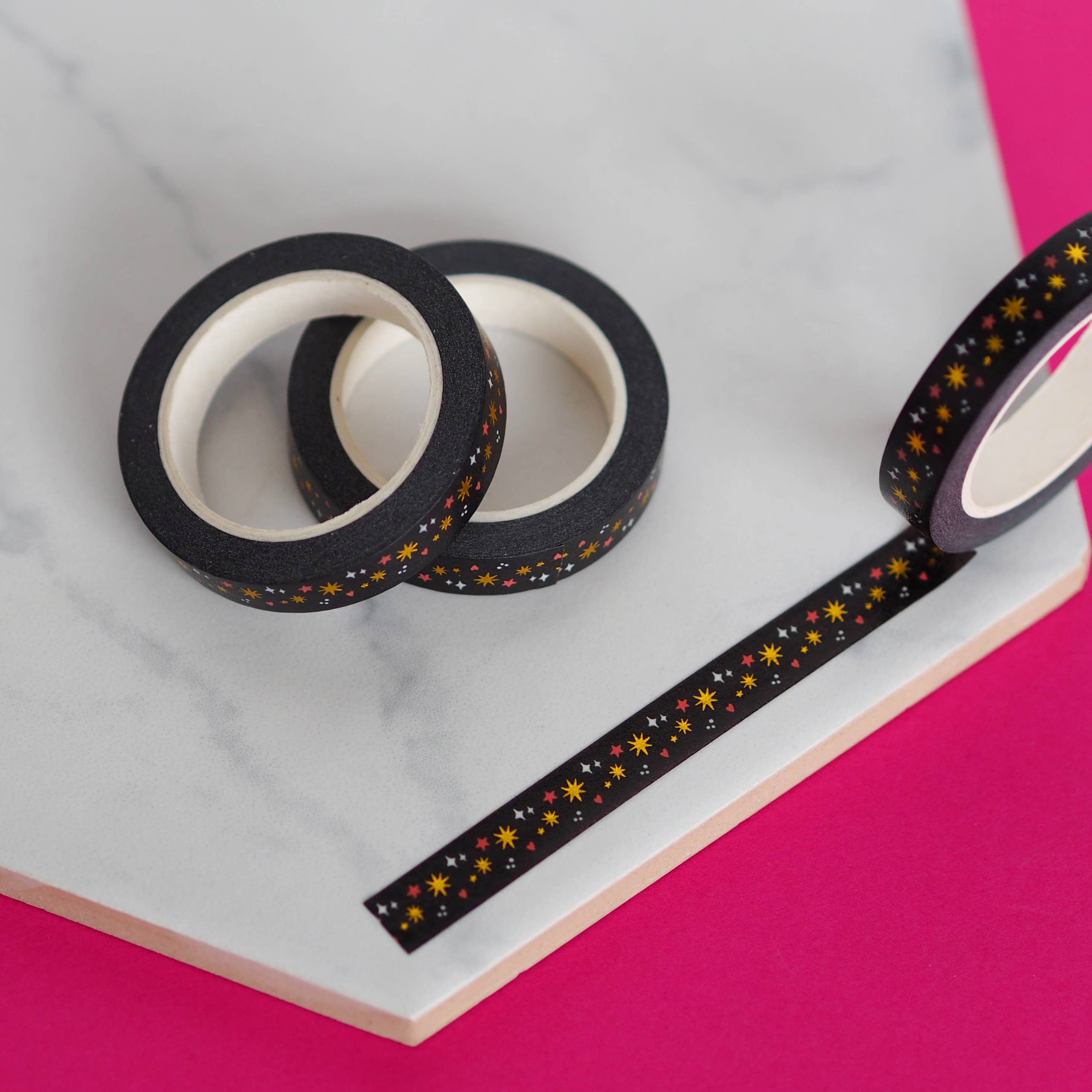 Black Stars Gold Foil Washi Tape | Nutmeg and Arlo