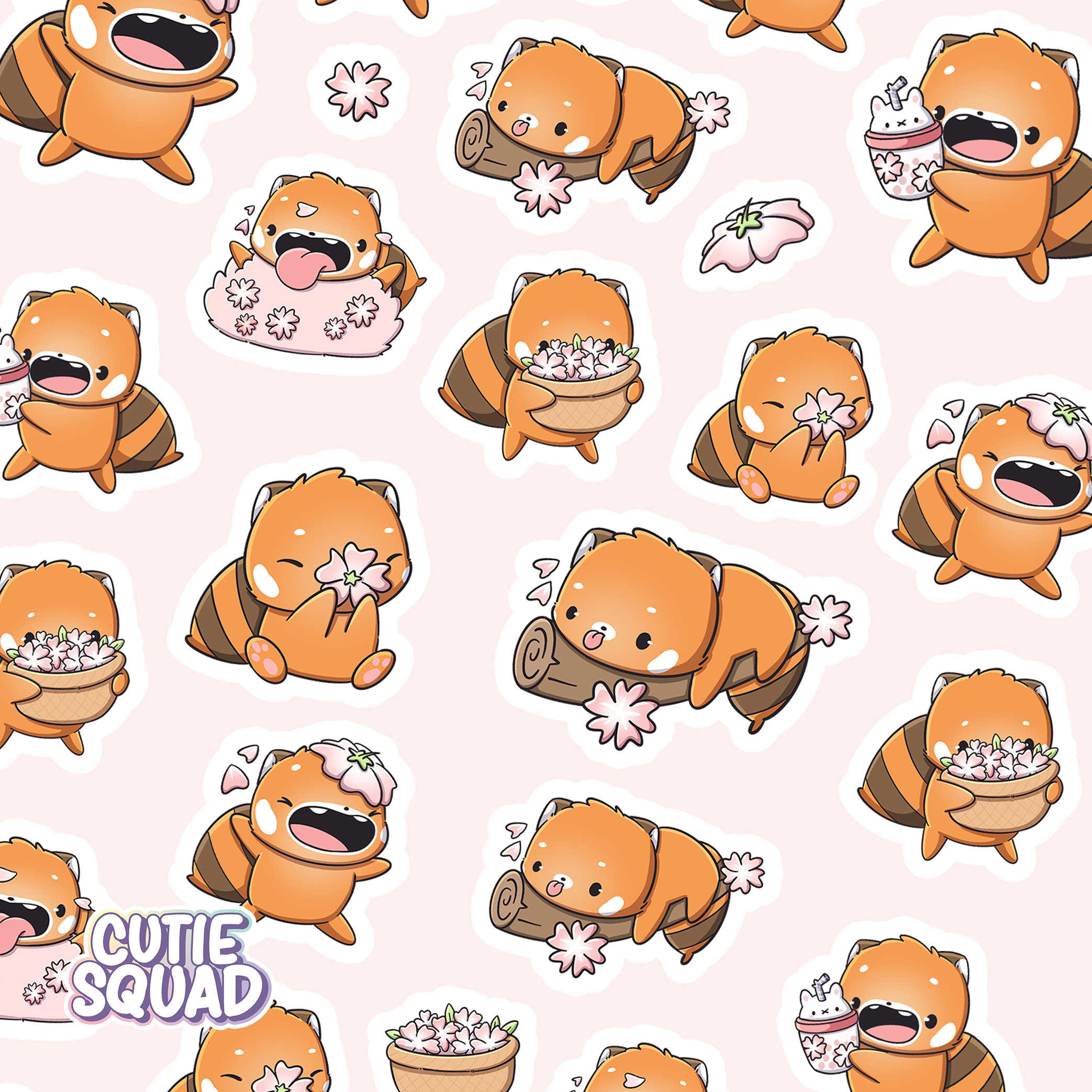 Sakura Red Panda Sticker Sheet | CutieSquad