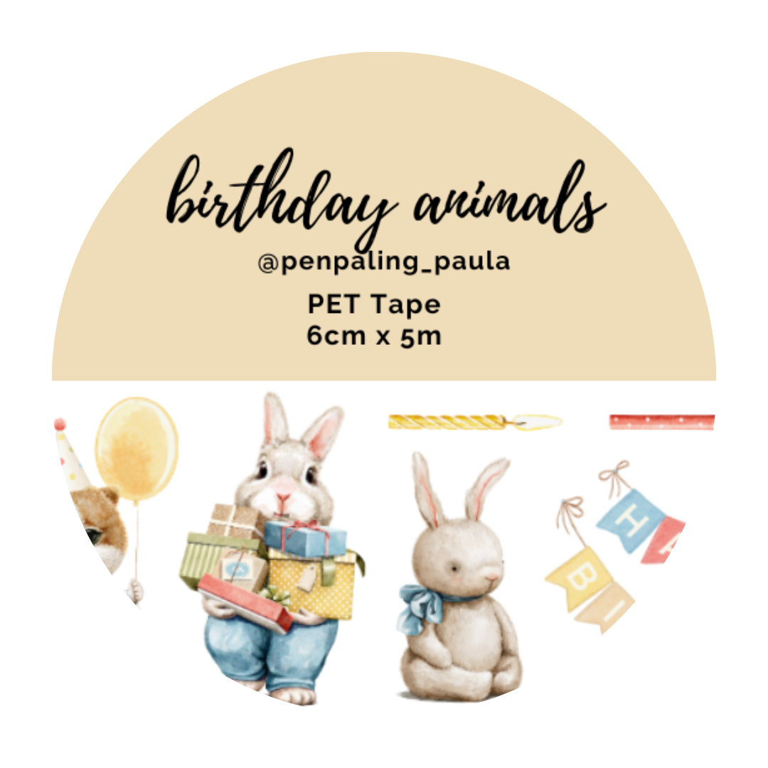 Birthday Animals Pre-Cut PET Tape | Penpaling Paula - Papertail Fox