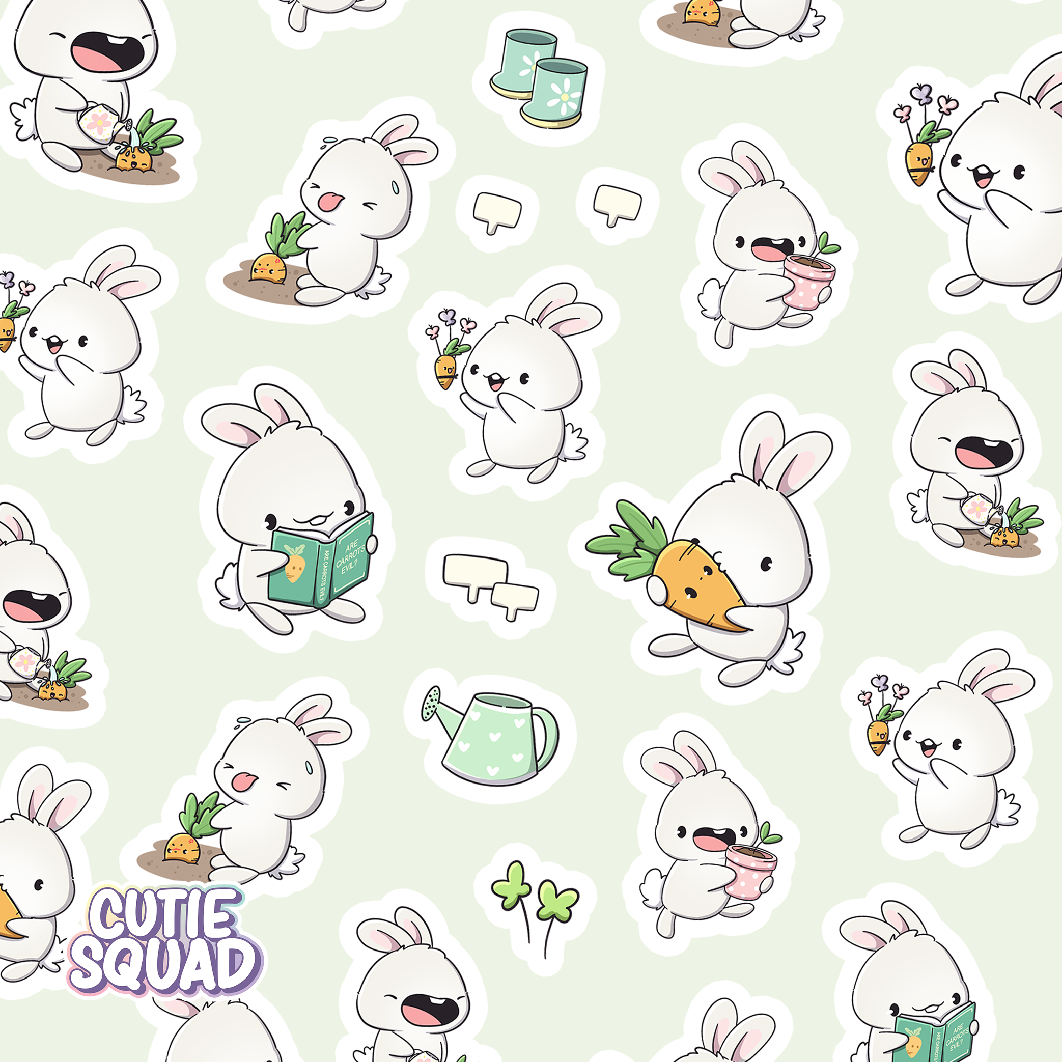 Gardening Bunnies Sticker Sheet | CutieSquad