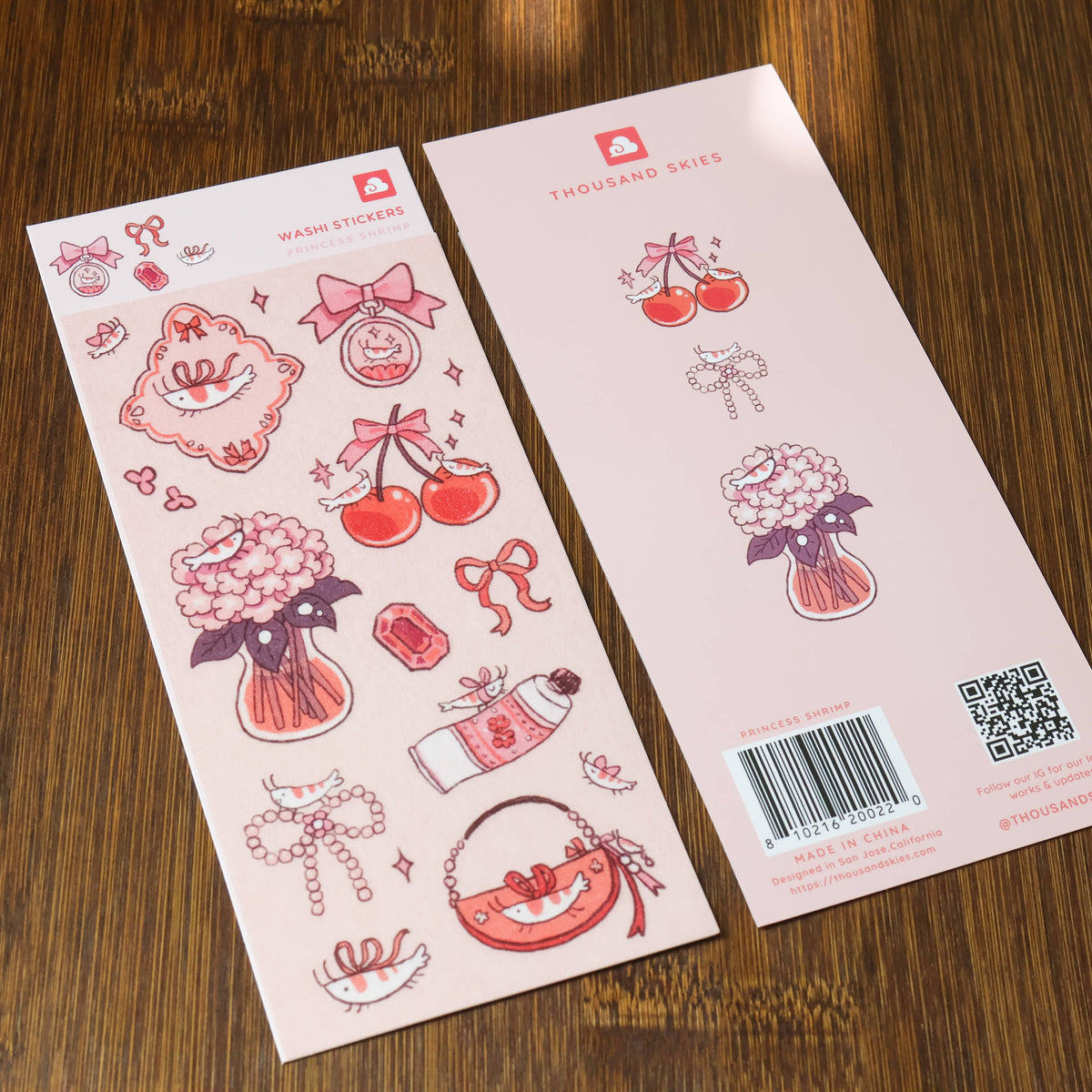 Princess Shrimp Washi Sticker Sheet | Thousand Skies