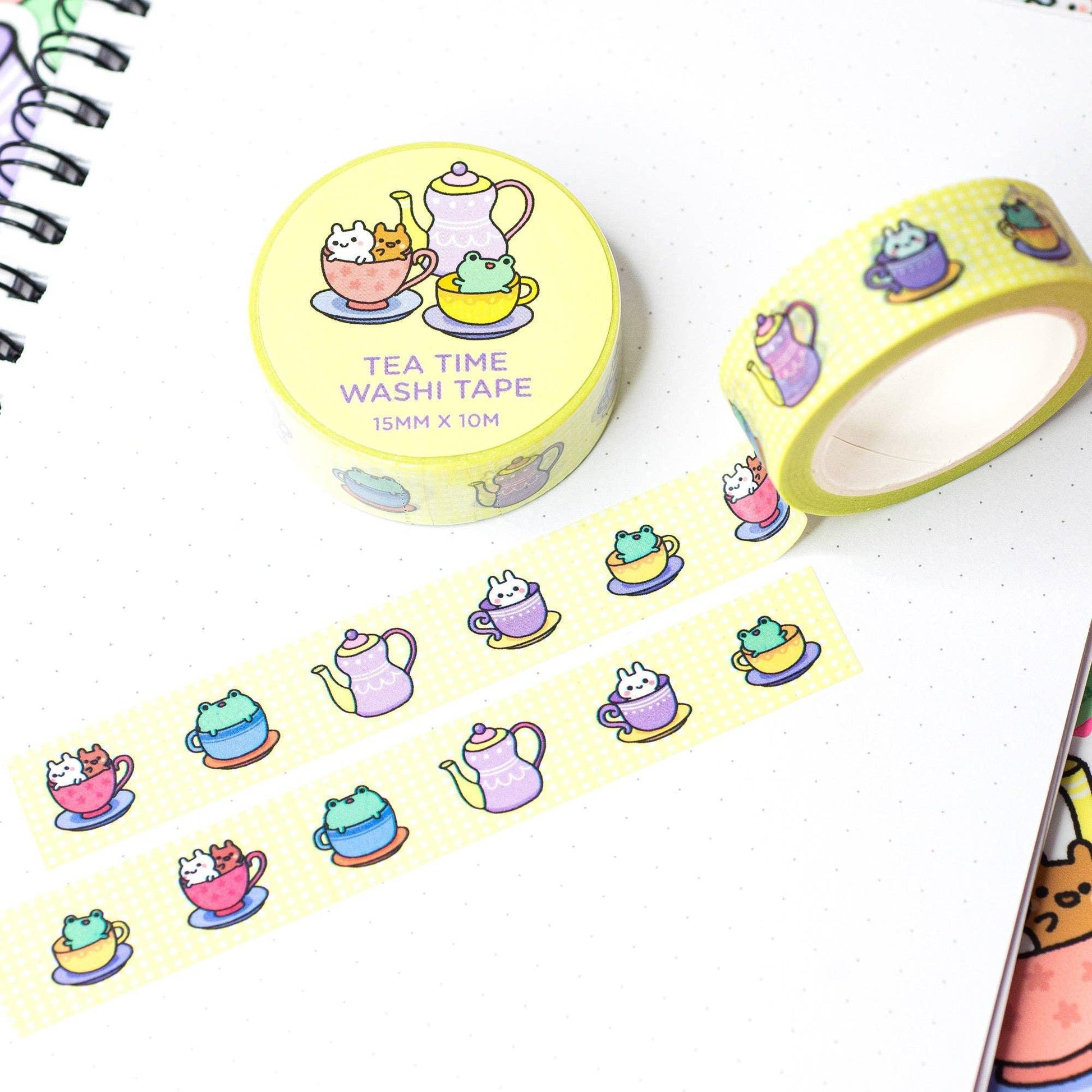 Bunny and Froggy Tea Time Washi Tape | Robot Dance Battle - Papertail Fox