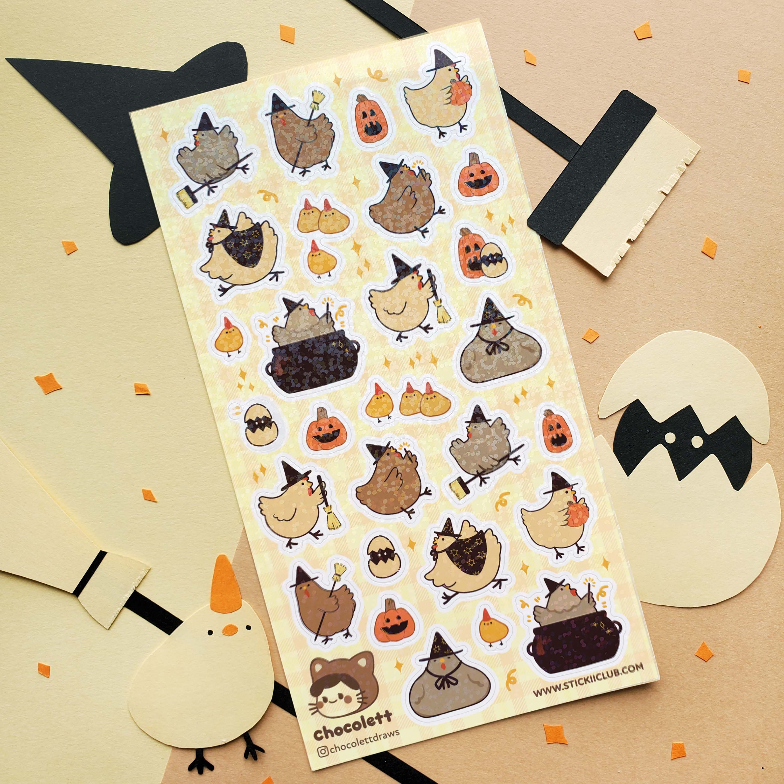 Bewitching Chickens Sticker Sheet | Stickii