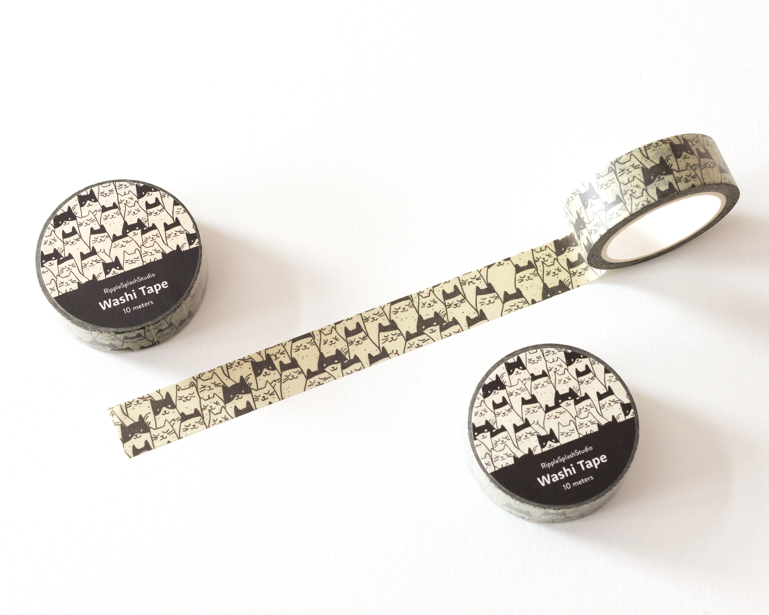 Minimal Cat Pattern Washi Tape by RippleSplash Studio | Papertail Fox