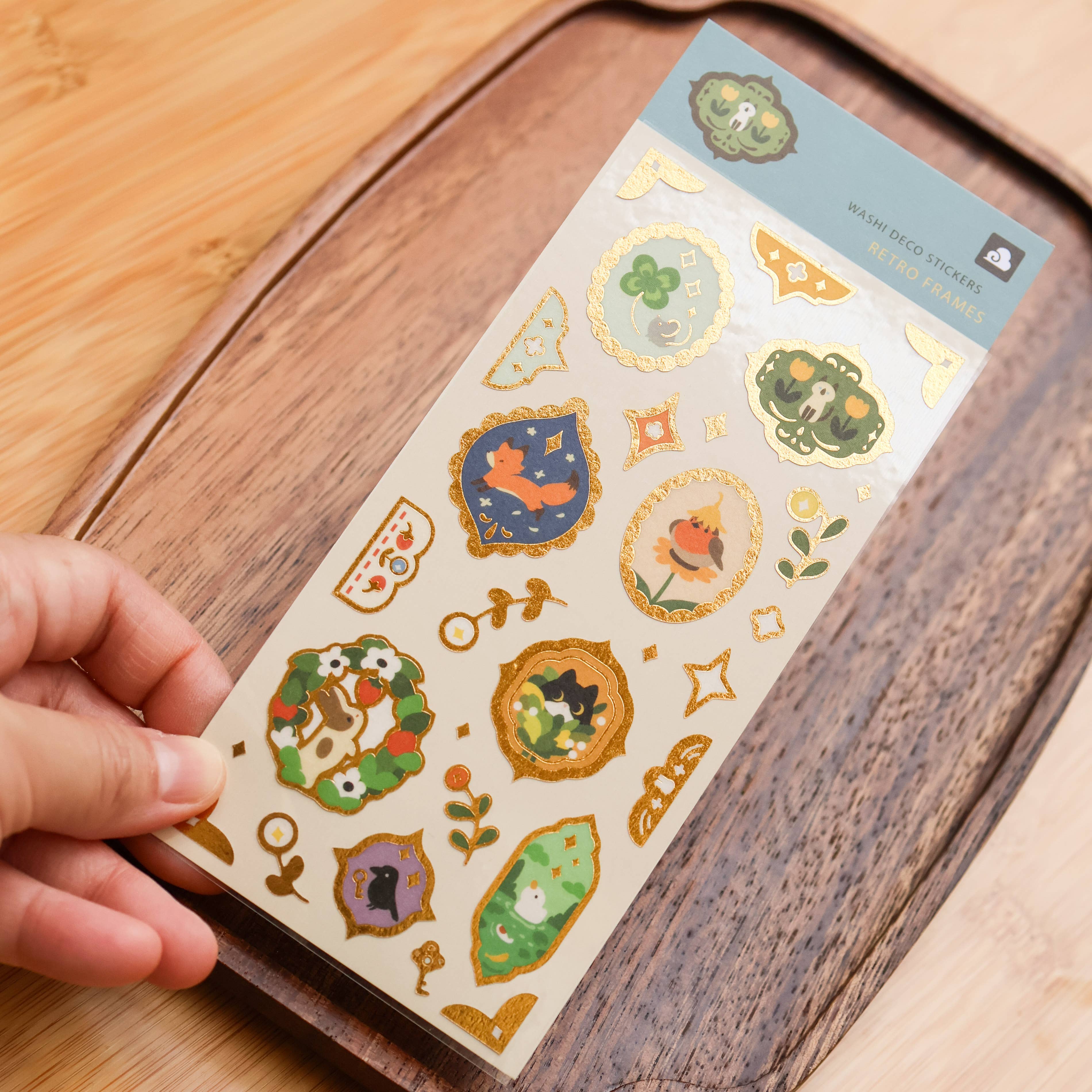 Thousand Skies Retro Frames (Gold Foil) Sticker Sheet - Foil Accents Cute for Journaling