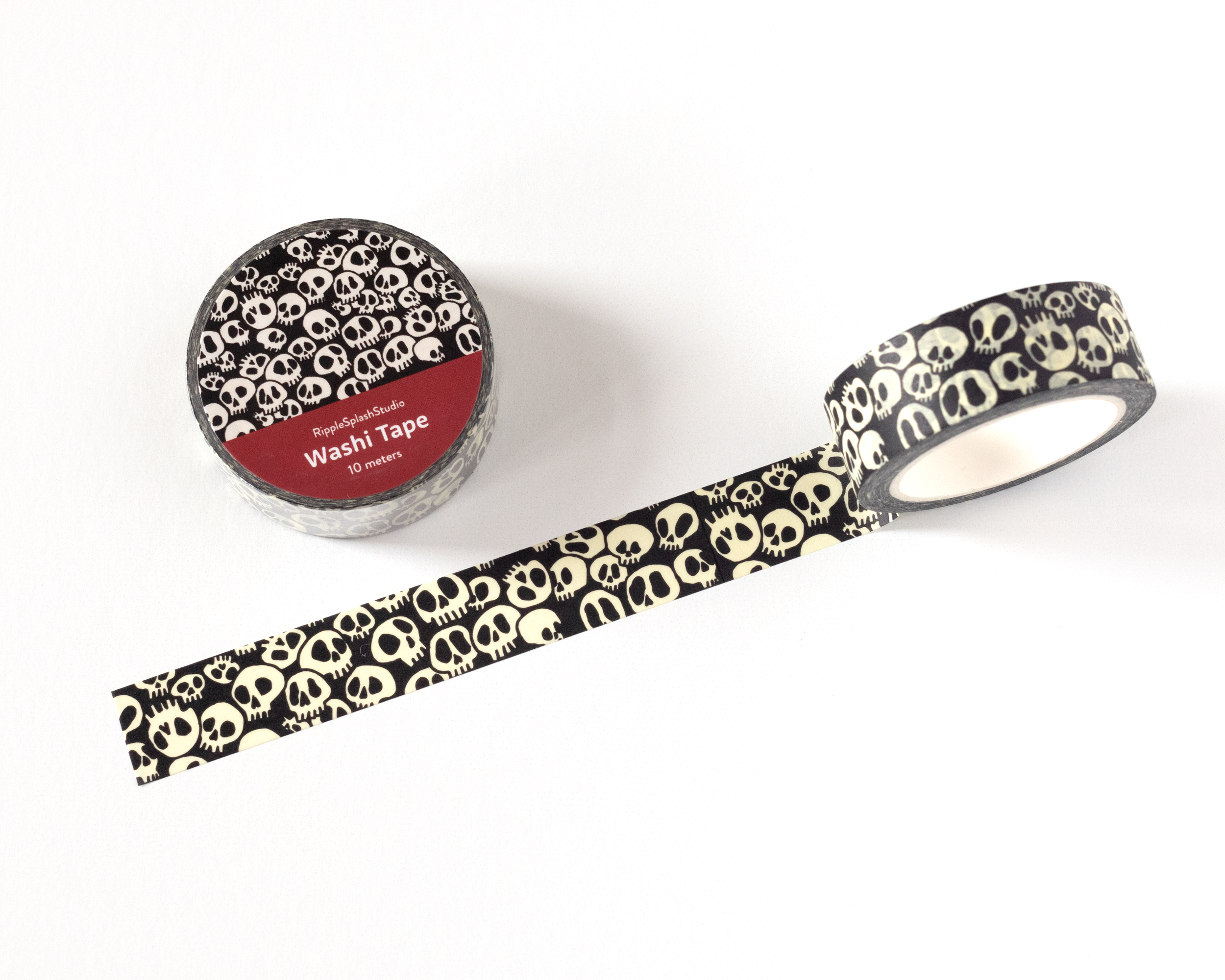 Gothic Black & Cream Skull Washi Tape by RippleSplash Studio | Papertail Fox
