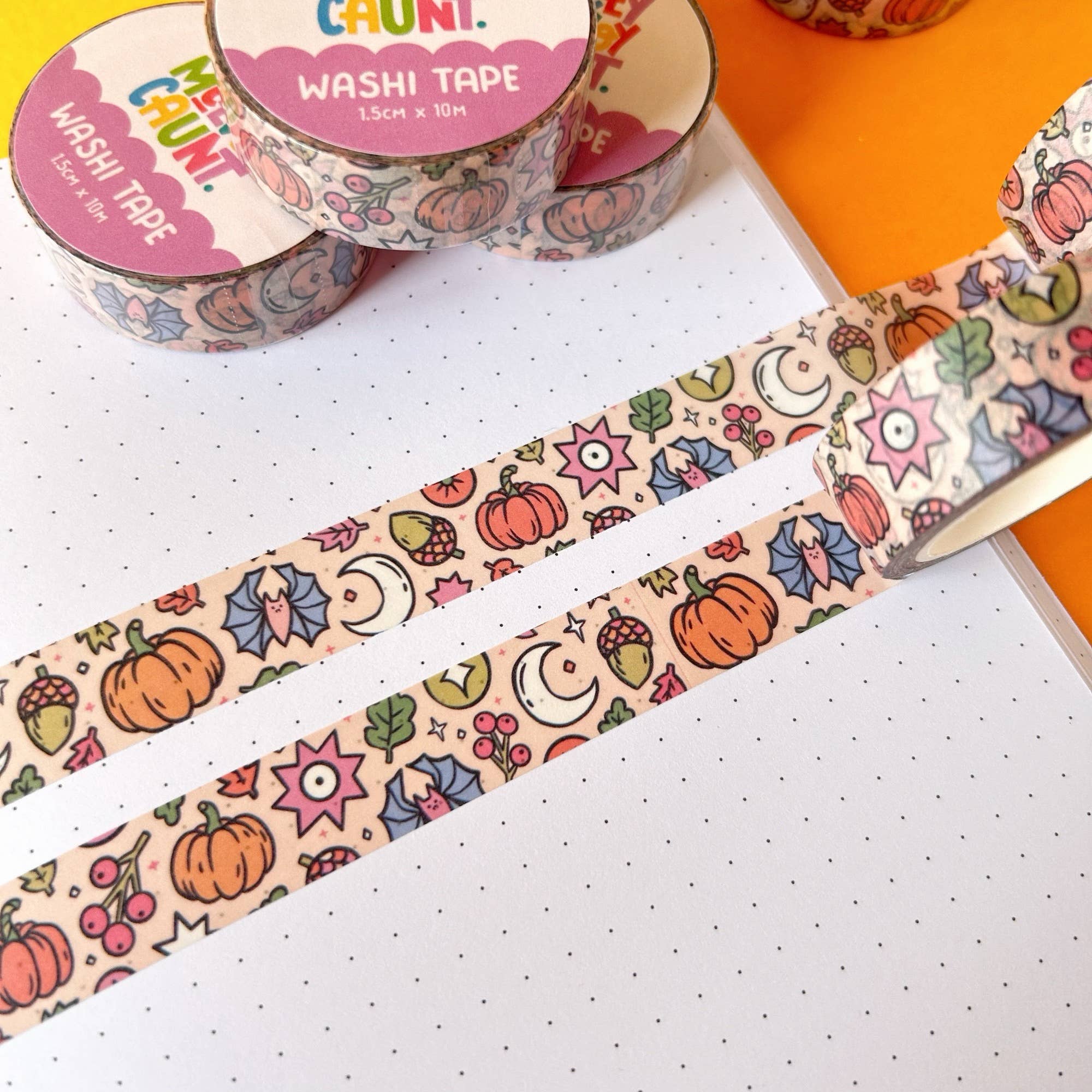 Autumn Pumpkin washi tape by Stacey McEvoy Caunt | pumpkins, bats, and leaves | Papertail Fox