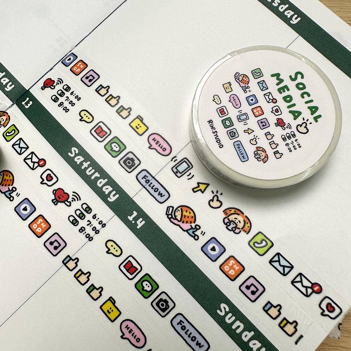 Social Media Mini Washi Tape by RiN! Studio | Papertail Fox