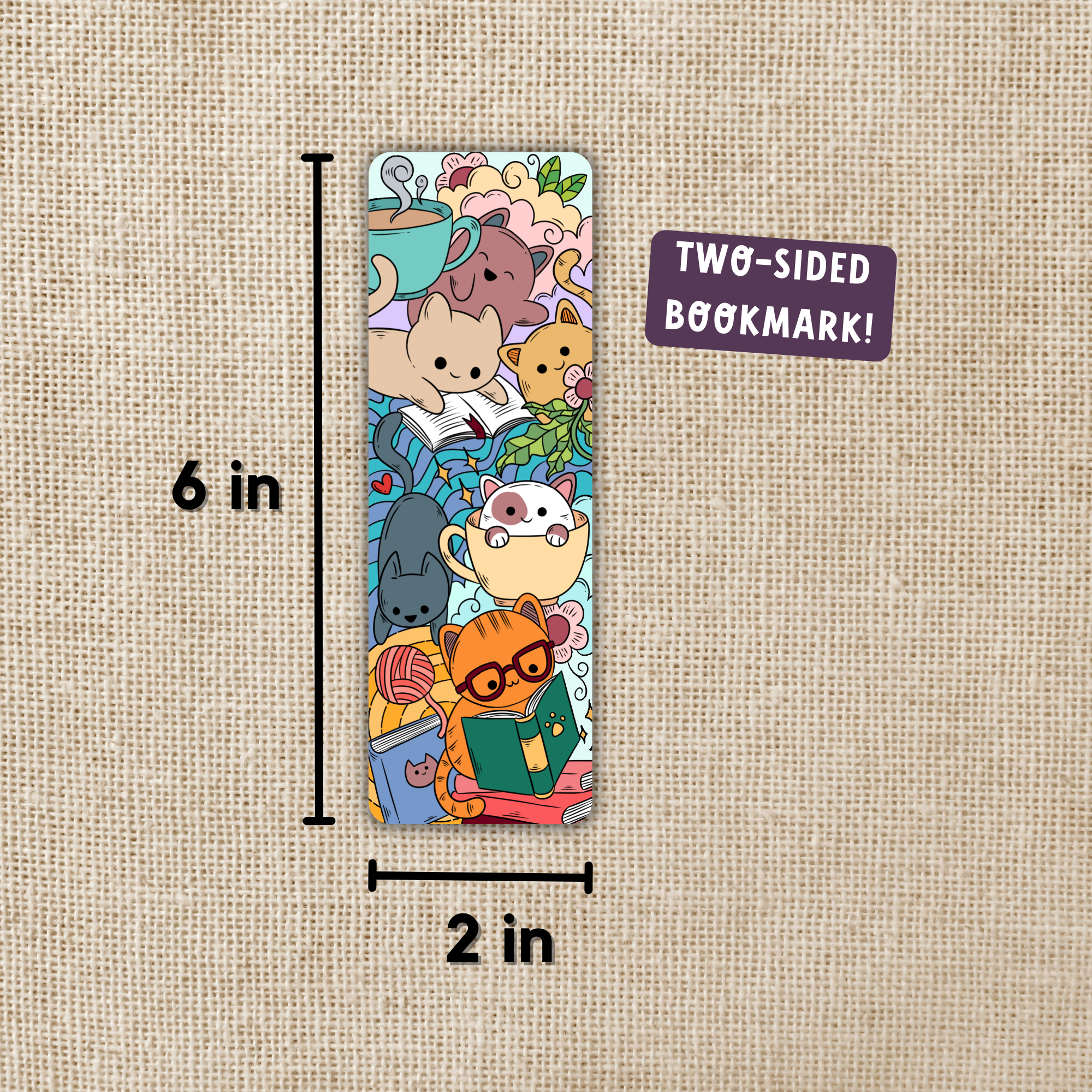 Reading Cat Pile Bookmark