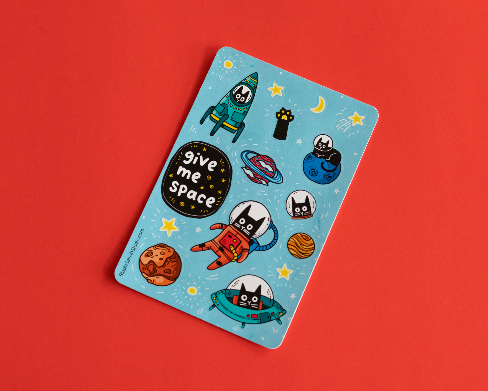 Space Cat Sticker Sheet by RippleSplash Studio | Papertail Fox