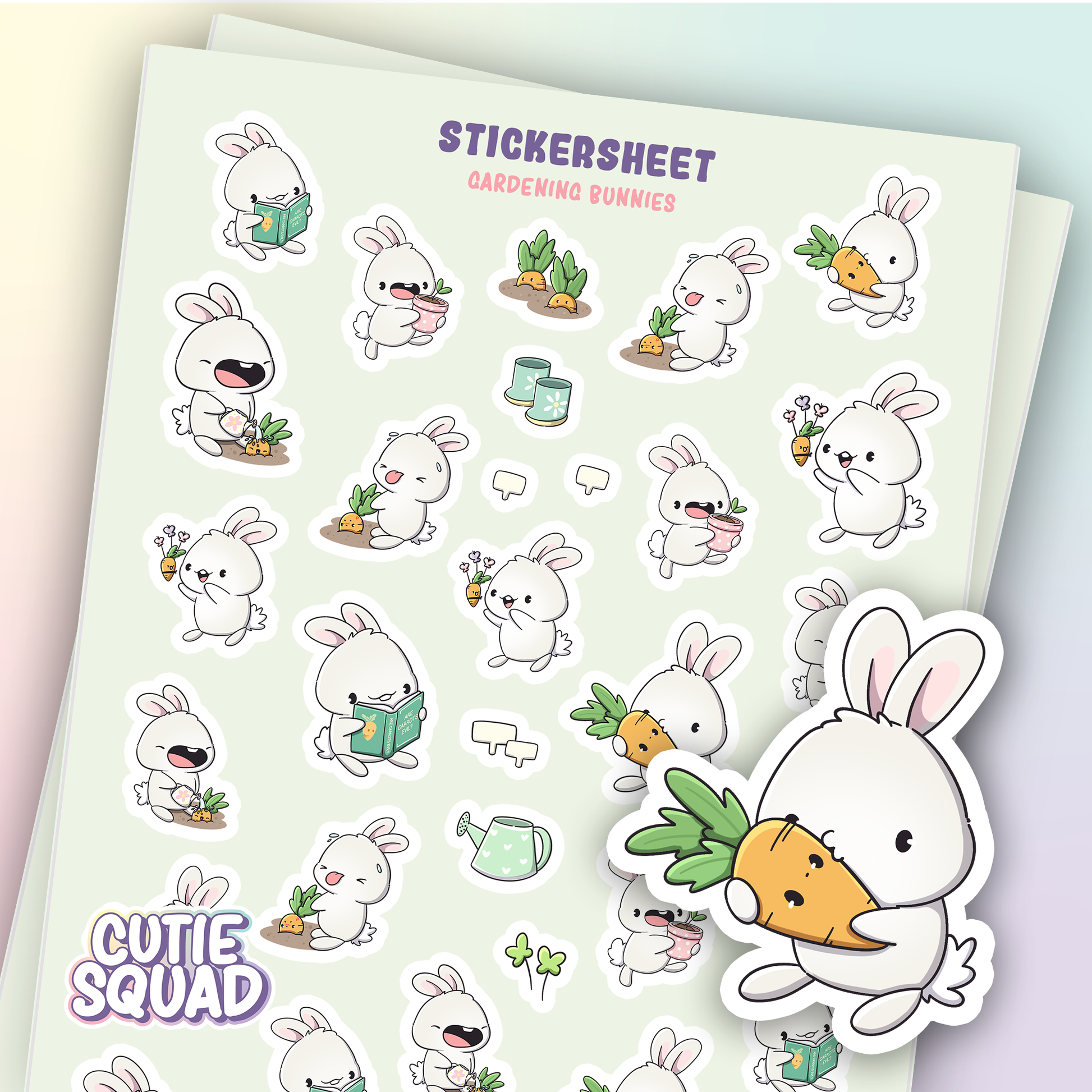 Gardening Bunnies Sticker Sheet | CutieSquad | Papertail Fox