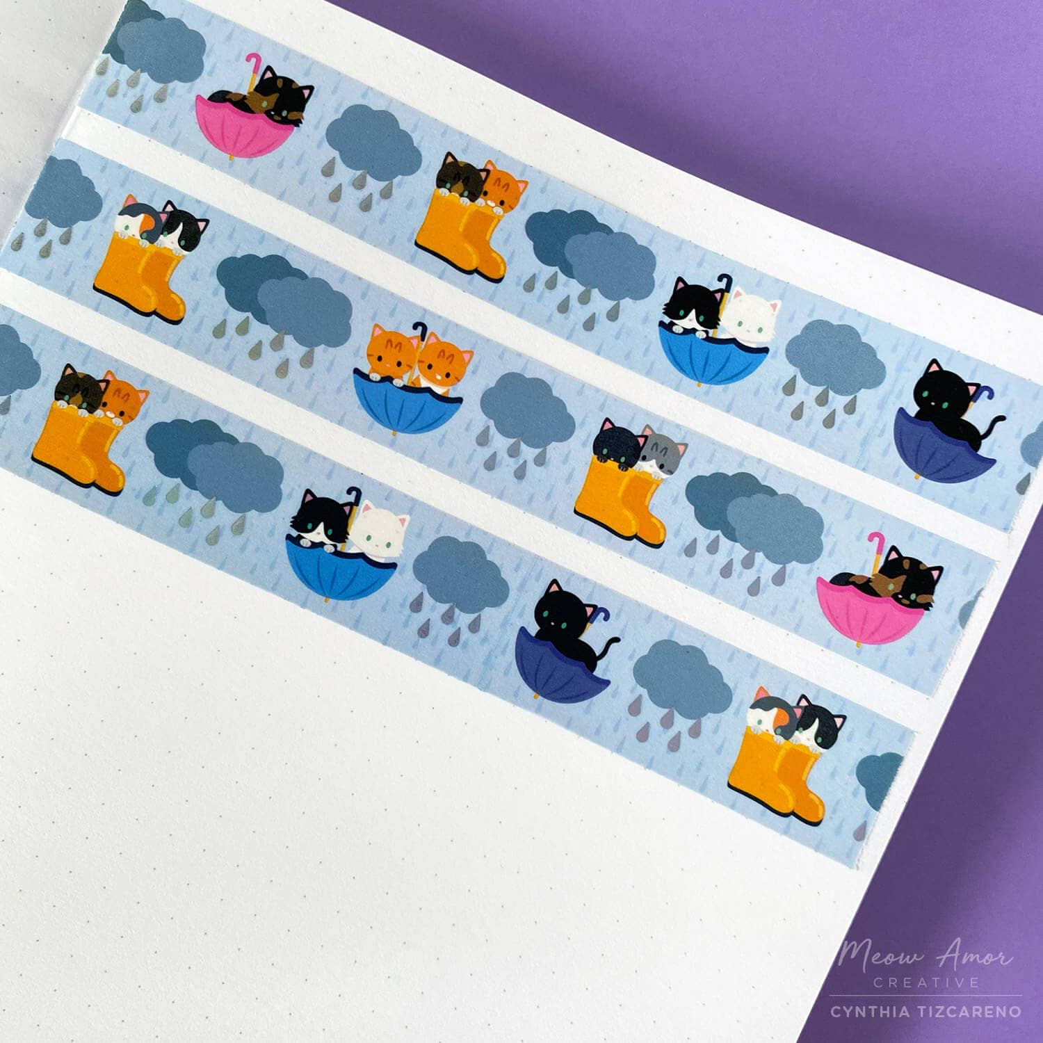Rainy Day Cats Holo Foil Washi Tape | Meow Amor Creative
