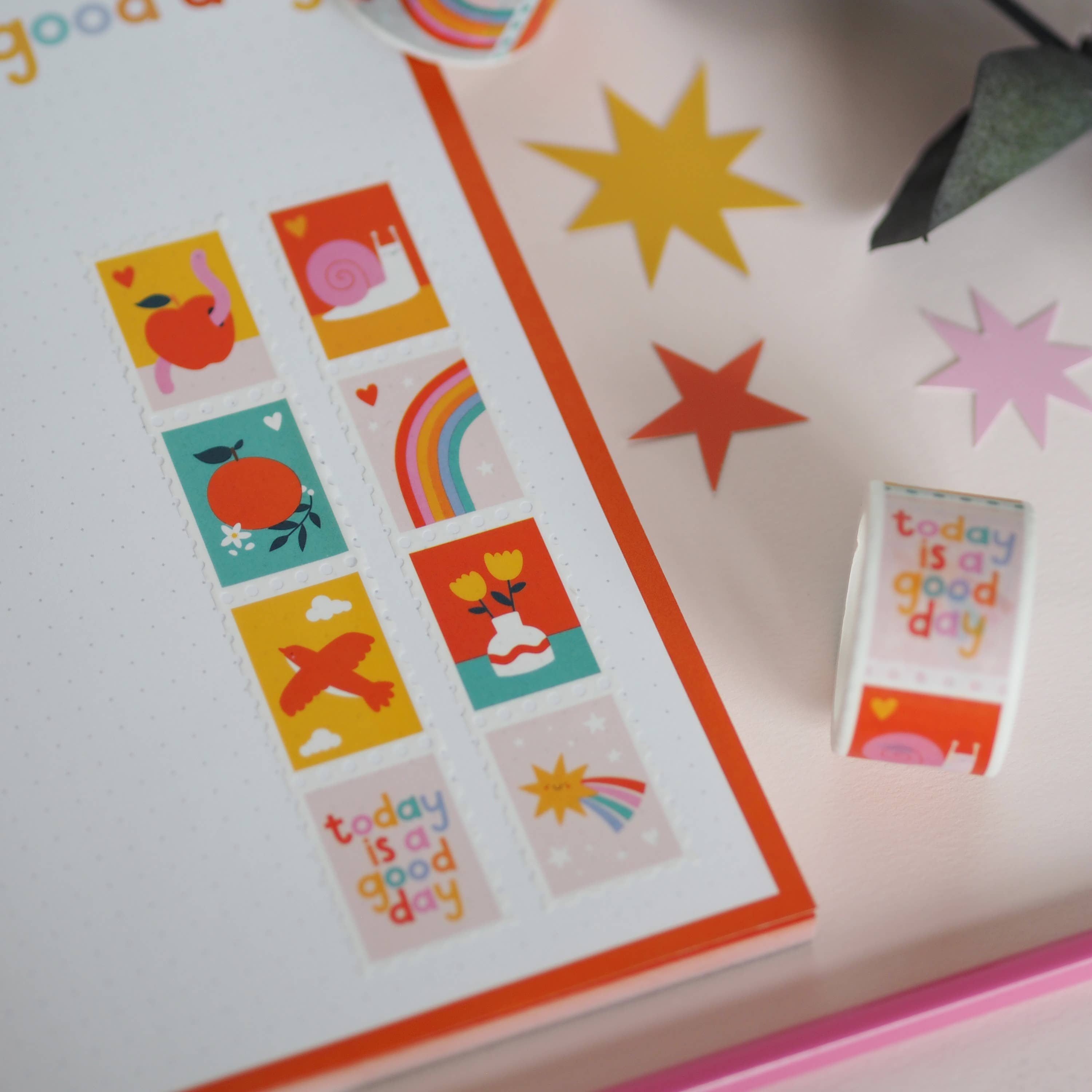 Cute Vibrant Postage Stamp Washi Tape | Nutmeg and Arlo