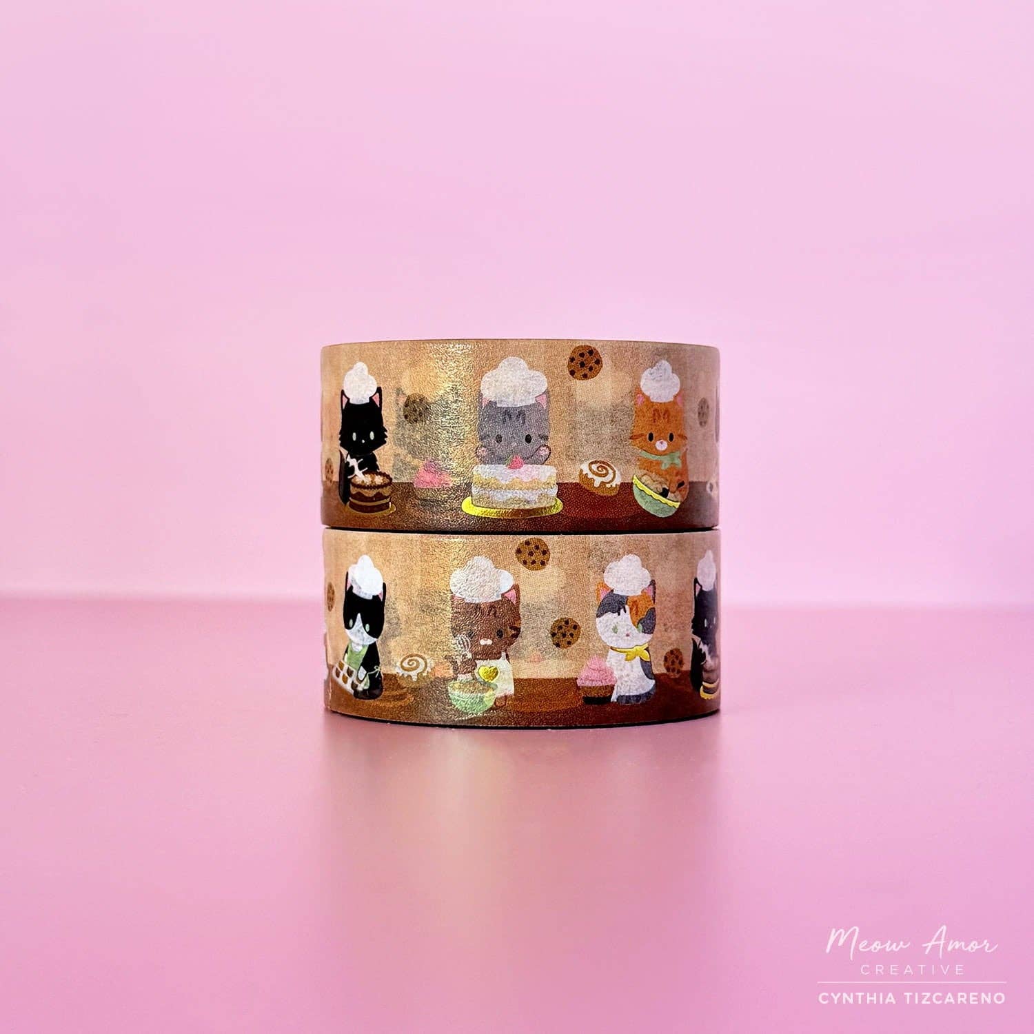 Baker Cats Gold Foil Washi Tape by Meow Amor Creative | Papertail Fox