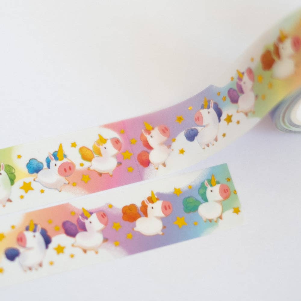 Rainbow Unicorns Gold Foil Washi Tape | Birdie Tam