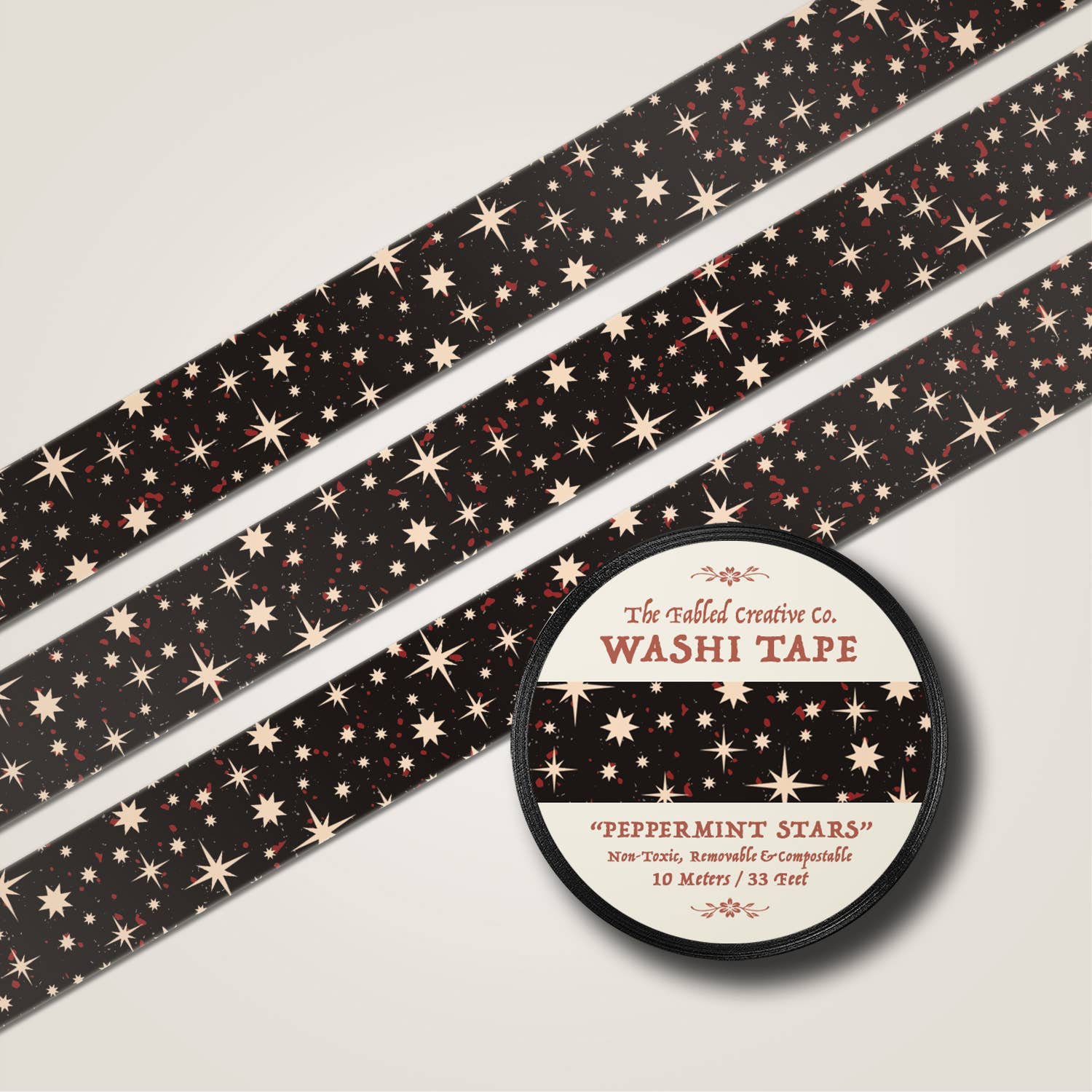 Peppermint Stars Washi Tape | The Fabled Creative Co.