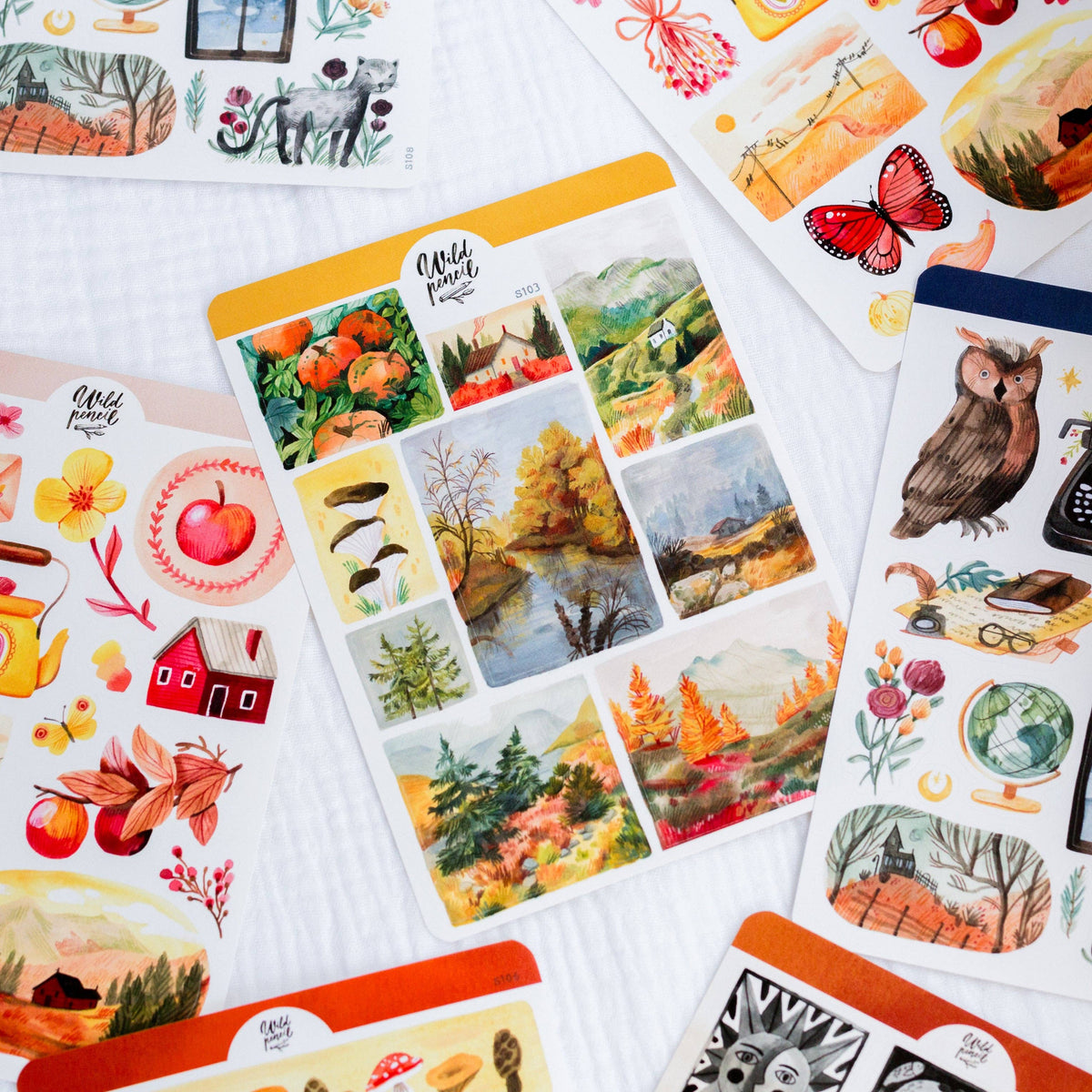 Fall Landscapes Sticker Sheet | Wild Pencil Studio