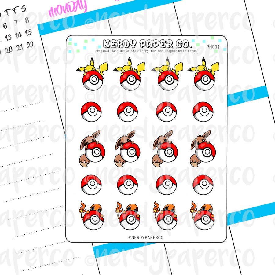 PEEKING POKEMON - Hand Drawn Planner Stickers Deco | PM001