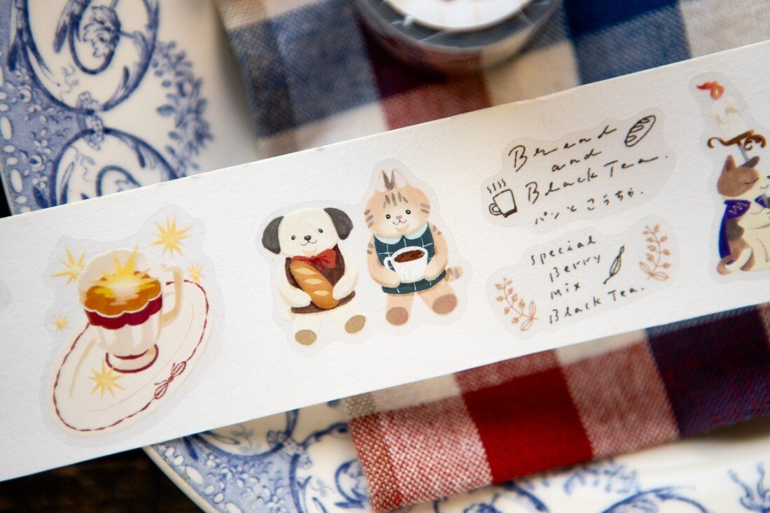 Tea Room Sleeping Cat Kiss-Cut PET Tape by OURS | Papertail Fox