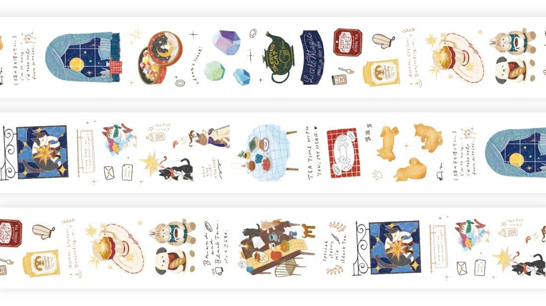 Tea Room Sleeping Cat Kiss-Cut PET Tape by OURS | Papertail Fox