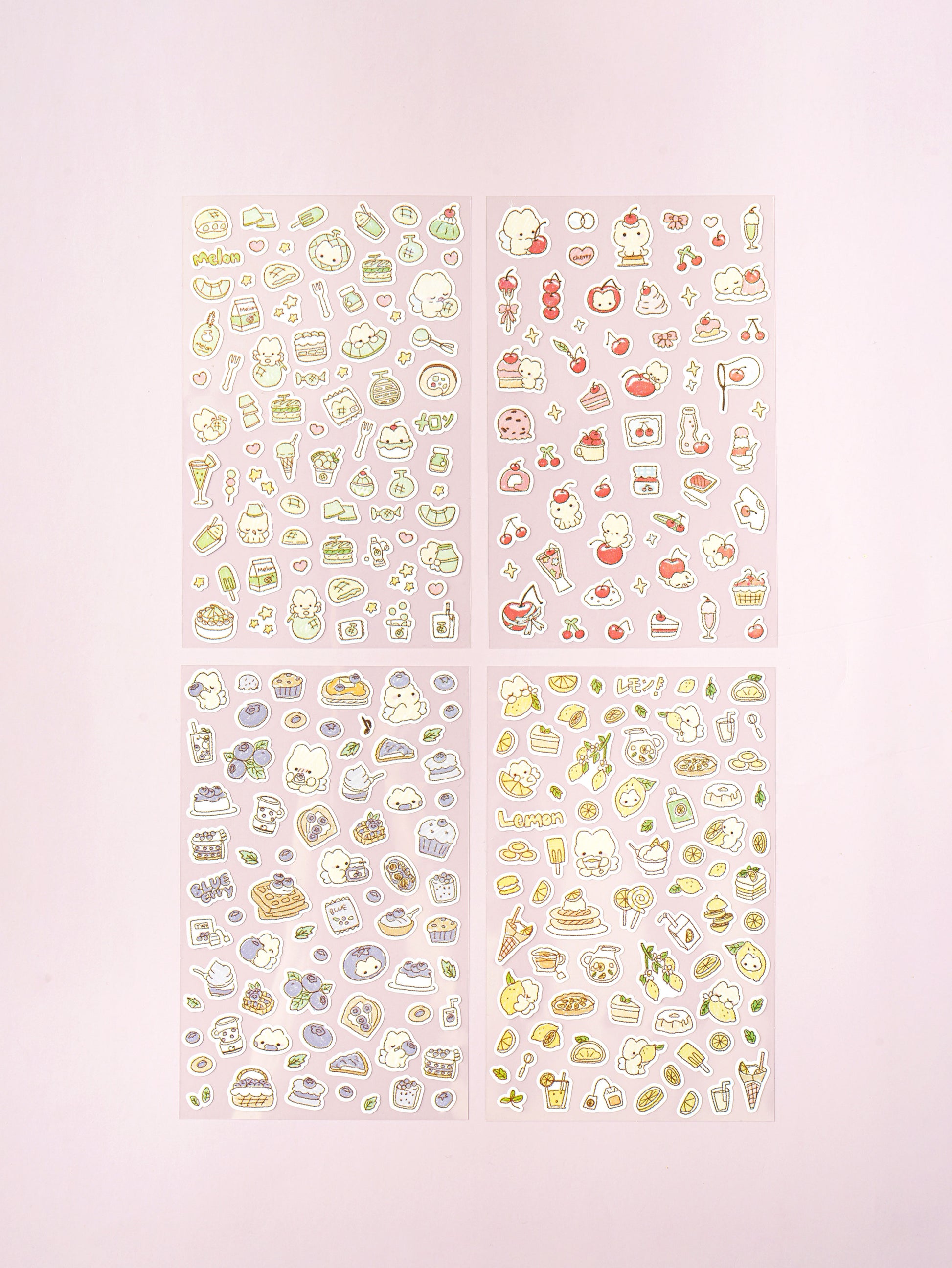 Fruit Kitty 4 Sheet Sticker Set by Daiso | Papertail Fox