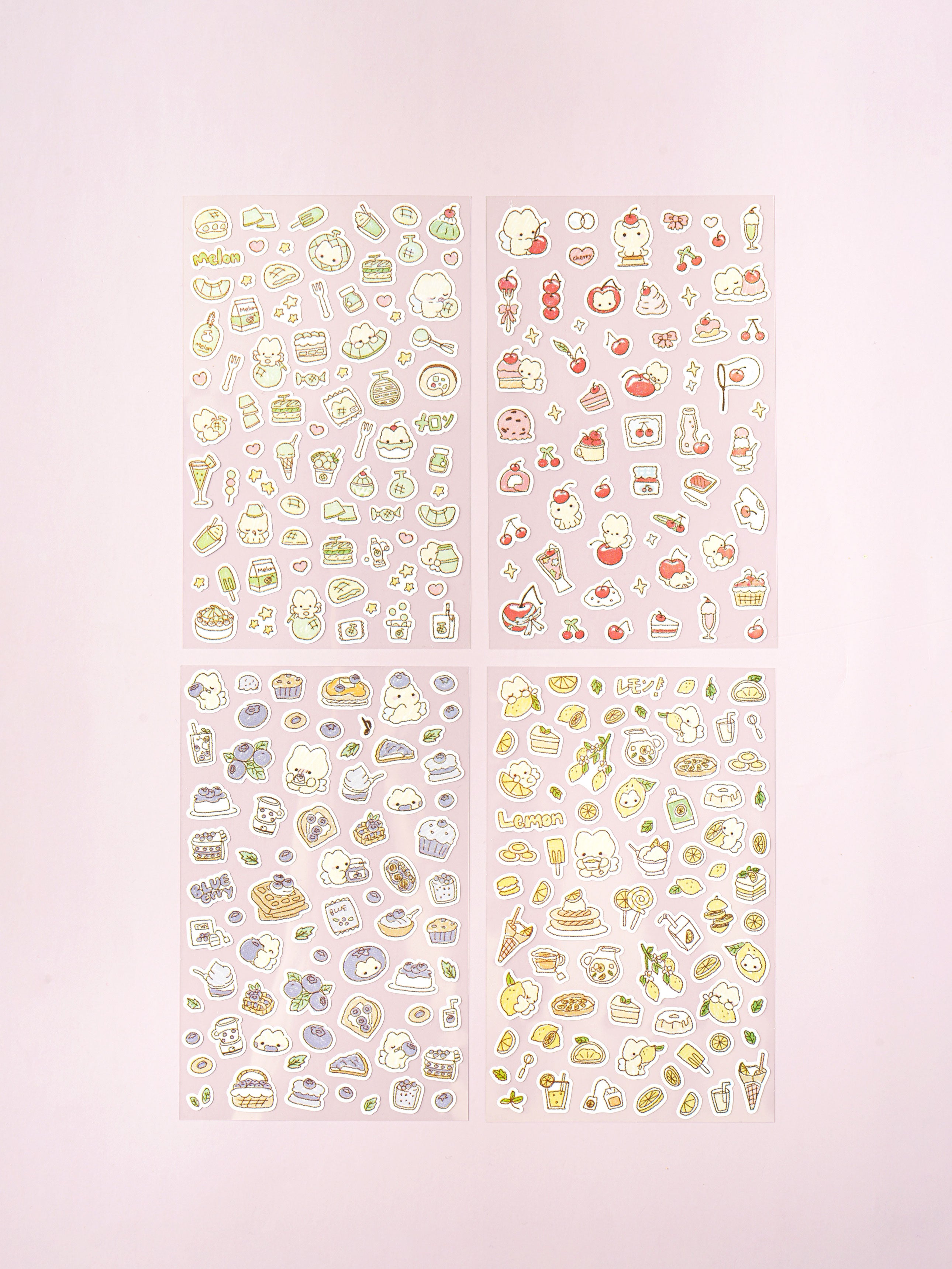 Fruit Kitty 4 Sheet Sticker Set by Daiso | Papertail Fox