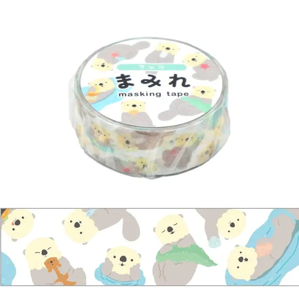 Sea otters washi tape from the All Sea Otters Mini Kit, 15mm roll of floating otters | Papertail Fox