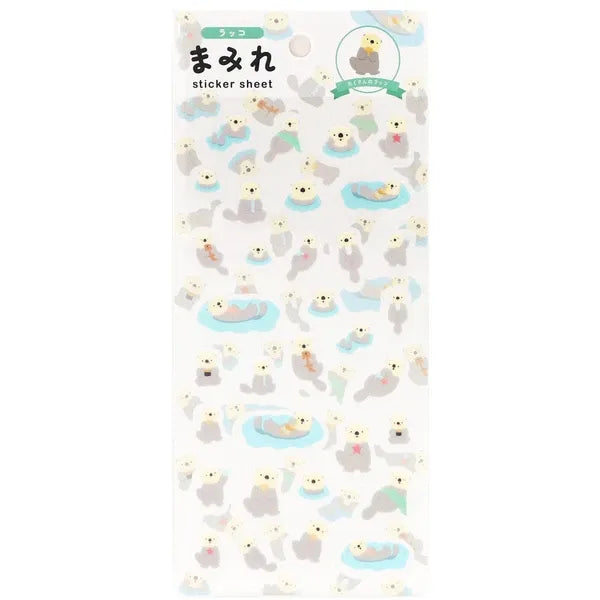 Sea otters sticker sheet from the All Sea Otters Mini Kit, clear PET stickers | Papertail Fox