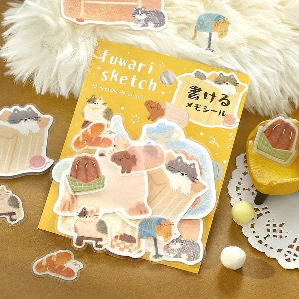 Yellow Fuwari Sketch Memo Stickers | BGM