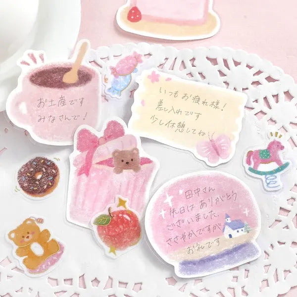 Pink Fuwari Sketch Memo Stickers | BGM