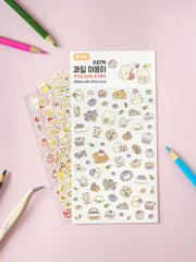 Fruit Kitty 4 Sheet Sticker Set by Daiso | Papertail Fox