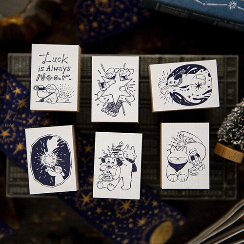 Lucky Star Monocular Wooden Rubber Stamp by OURS | Papertail Fox