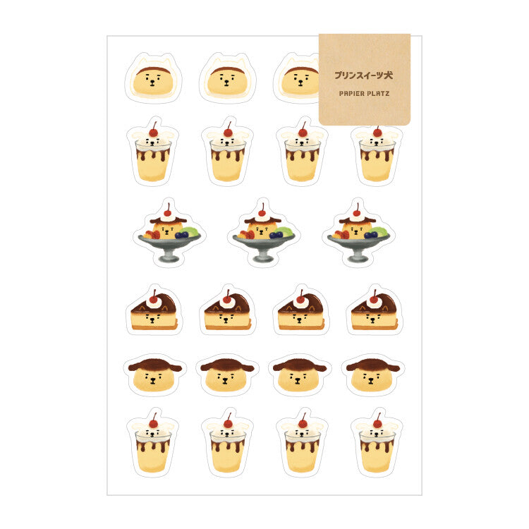 Pudding Sweets Dog Kawaii Sticker Sheet by Aoyoshi | Papertail Fox
