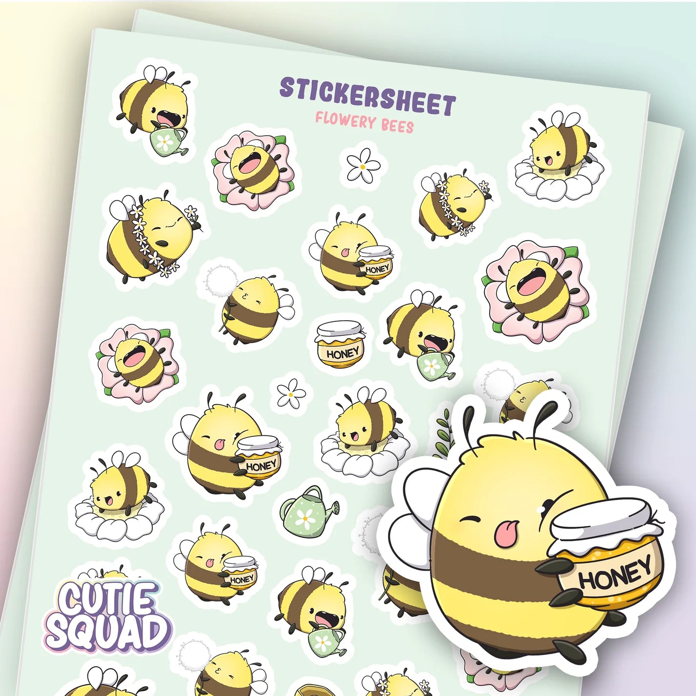 Flowery Bees Sticker Sheet | CutieSquad