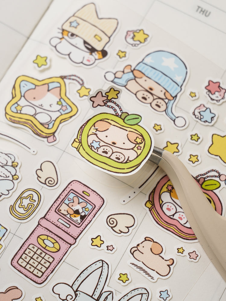 Cozy Hoppang & Yanggaeng Cat 3 Sheet Sticker Set by Daiso | Papertail Fox