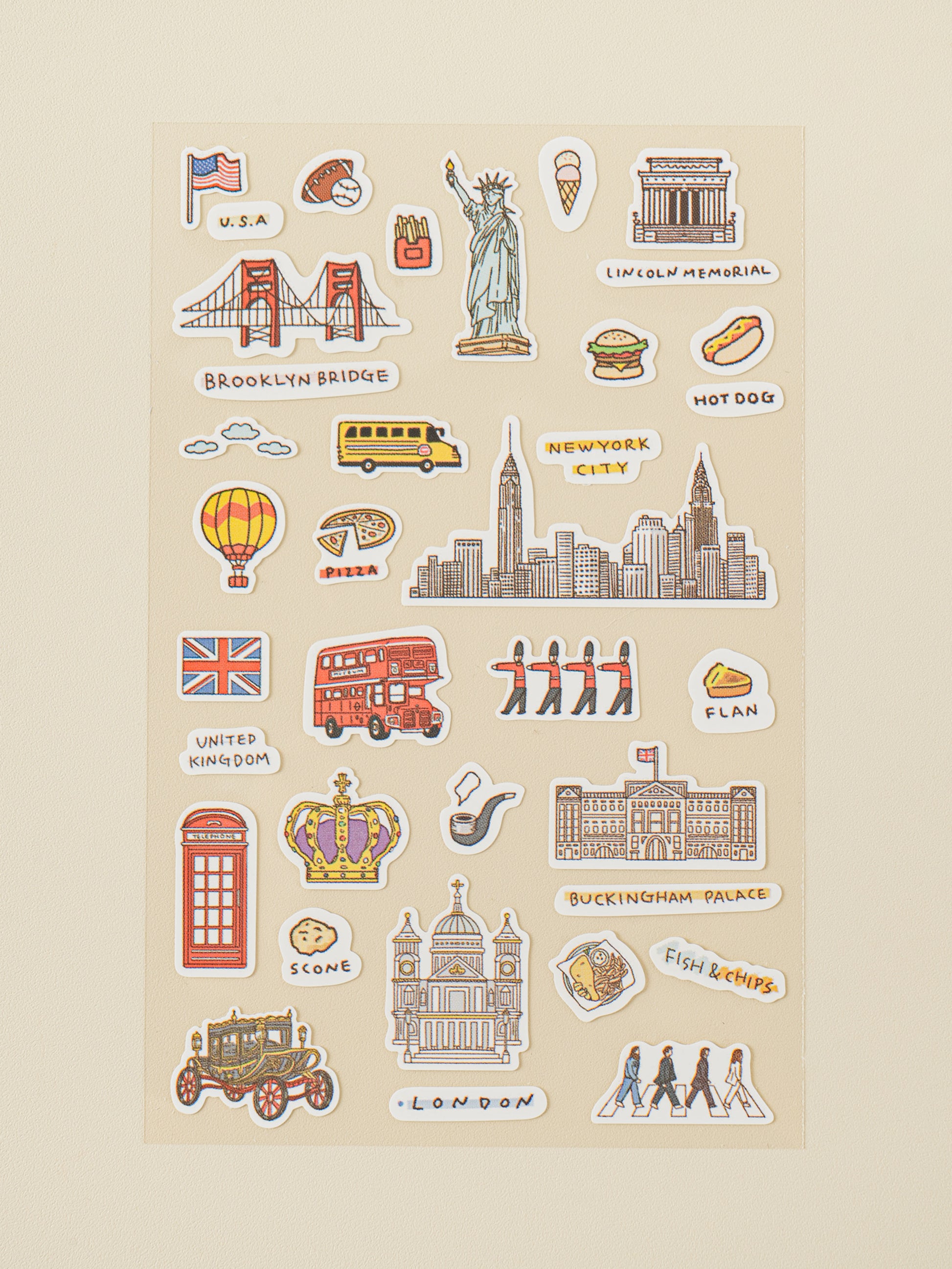World Travel Landmark 4 Sheet Sticker Set by Daiso | Papertail Fox