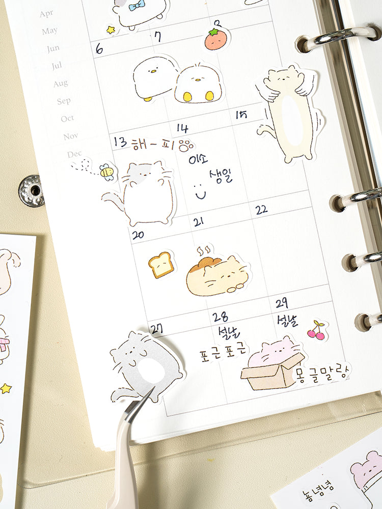 Pastel Animal 4 Sheet Sticker Set by Daiso | Papertail Fox