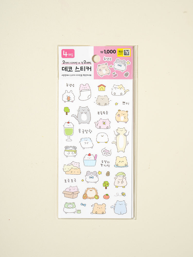 Pastel Animal 4 Sheet Sticker Set by Daiso | Papertail Fox